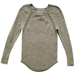 LOFT Women’s XS Cable Knit Sweater Olive Long Sleeve Cotton Blend Pullover